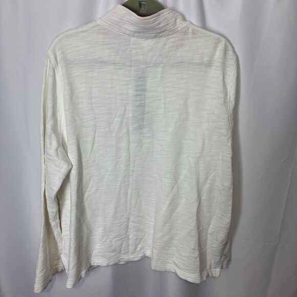 Talbots Quarter Zip Pullover White Womens Plus 1X Stretch Terry Knit Cotton - Picture 5 of 7